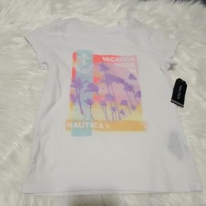 Little Girls white Nautica tee